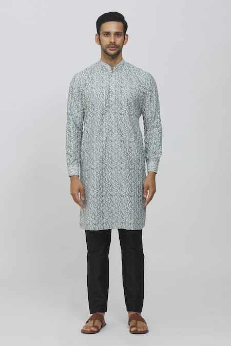 Rng Safawala Grey Silk, Cotton Sequins Embroidered Kurta And Pant Set Online at Aza Fashions Rng Safawala_Grey Silk, Cotton Sequins Embroidered Kurta And Pant Set _Online_at_Aza_Fashions