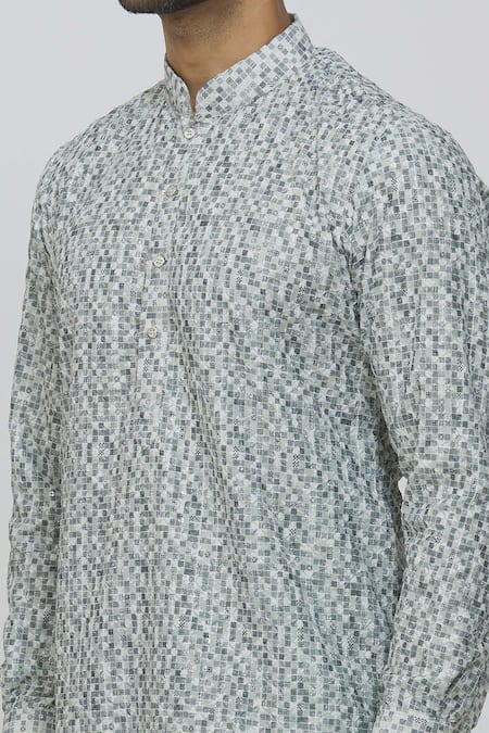 Shop Rng Safawala Grey Silk, Cotton Sequins Embroidered Kurta And Pant Set Online at Aza Fashions Shop_Rng Safawala_Grey Silk, Cotton Sequins Embroidered Kurta And Pant Set _Online_at_Aza_Fashions