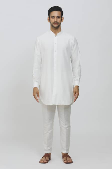 Rng Safawala Yellow Brocade, Silk Embroidery Printed Jacket And Off White Kurta Set Online at Aza Fashions Rng Safawala_Yellow Brocade, Silk Embroidery Printed Jacket And Off White Kurta Set _Online_at_Aza_Fashions