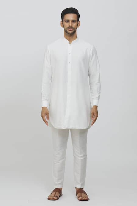 Rng Safawala Pink Brocade, Silk Embroidery Printed Jacket And Off White Kurta Set Online at Aza Fashions Rng Safawala_Pink Brocade, Silk Embroidery Printed Jacket And Off White Kurta Set _Online_at_Aza_Fashions