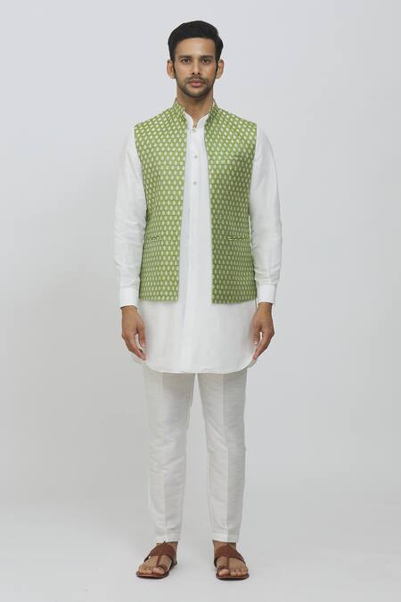 Buy Rng Safawala Green Brocade, Silk Embroidery Printed Jacket And Straight Kurta Set Online at Aza Fashions Buy_Rng Safawala_Green Brocade, Silk Embroidery Printed Jacket And Straight Kurta Set _Online_at_Aza_Fashions