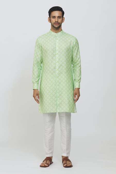 Green Kurta Jacket Set with Light Work | Indian men fashion, Groom dress  men, Fashion suits for men