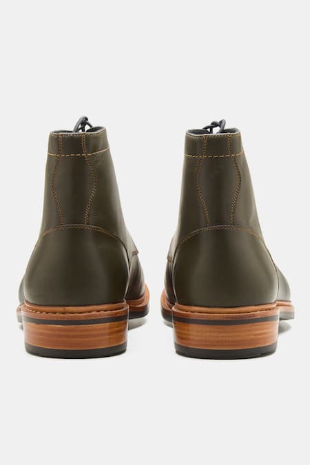 Kozasko Green Goodyear Welted Plain Toe Boots Online at Aza Fashions Kozasko_Green Goodyear Welted Plain Toe Boots _Online_at_Aza_Fashions