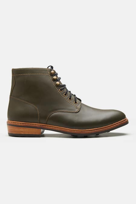 Buy Kozasko Green Goodyear Welted Plain Toe Boots Online at Aza Fashions Buy_Kozasko_Green Goodyear Welted Plain Toe Boots _Online_at_Aza_Fashions