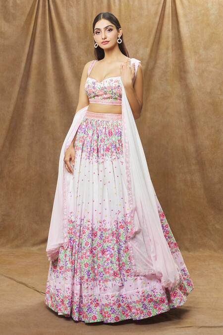 Buy Label Priyanka Kar Pink Cotton, Linen Embroidery, Tassels Sweetheart Neck Floral Lehenga Set Online at Aza Fashions Buy_Label Priyanka Kar_Pink Cotton, Linen Embroidery, Tassels Sweetheart Neck Floral Lehenga Set _Online_at_Aza_Fashions