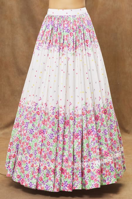 Label Priyanka Kar Ivory Cotton, Linen Embroidery Sweetheart Floral Hand Embellished Lehenga Set Online at Aza Fashions Label Priyanka Kar_Ivory Cotton, Linen Embroidery Sweetheart Floral Hand Embellished Lehenga Set _Online_at_Aza_Fashions