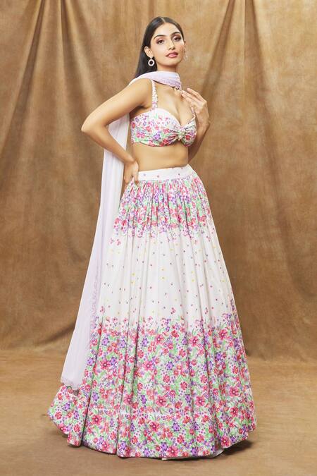 Buy Label Priyanka Kar Ivory Cotton, Linen Embroidery Sweetheart Floral Hand Embellished Lehenga Set Online at Aza Fashions Buy_Label Priyanka Kar_Ivory Cotton, Linen Embroidery Sweetheart Floral Hand Embellished Lehenga Set _Online_at_Aza_Fashions
