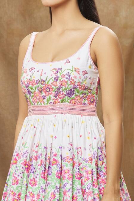 Buy Label Priyanka Kar Pink Cotton Embroidery Scoop Neck Floral Gown Online at Aza Fashions Buy_Label Priyanka Kar_Pink Cotton Embroidery Scoop Neck Floral Gown _Online_at_Aza_Fashions