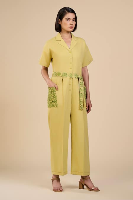 ORIGANI Floral Patchwork Jumpsuit With Belt 