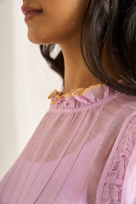 Shop_Himani Punatar_Purple Chanderi, Cotton Embroidery Leafy Luna Paradise Patchwork Kurta With Pant_Online_at_Aza_Fashions