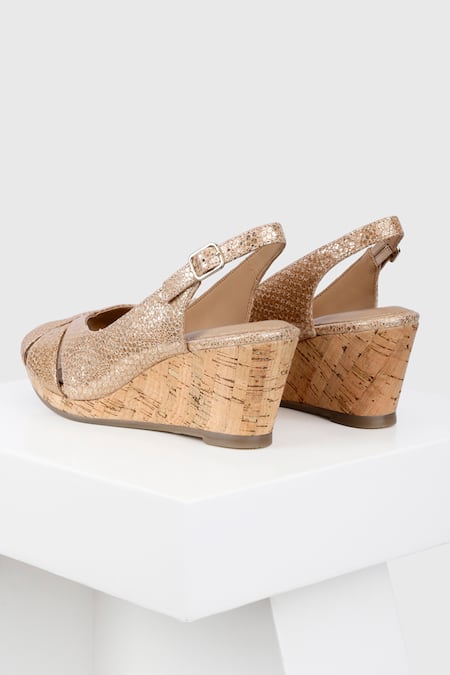 Buy_Oroh_Gold Segovia Textured Pattern Wedges _Online_at_Aza_Fashions