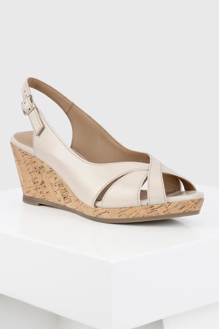 OROH Beige Segovia Criss Cross Strap Wedges 