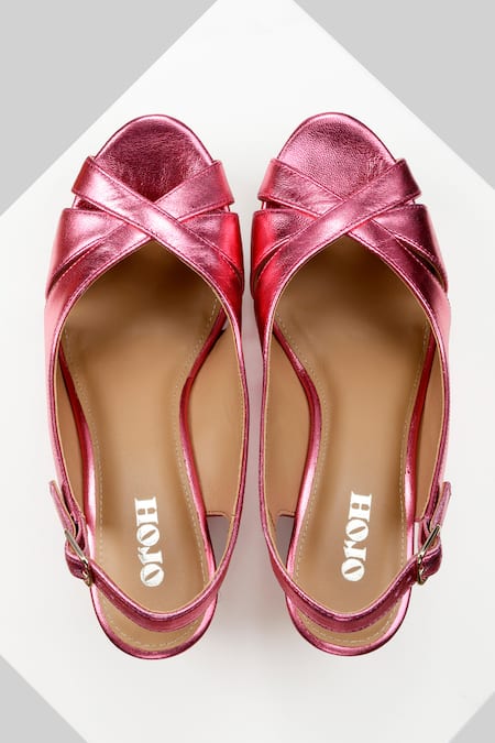 Oroh_Pink Criss Cross Strap Wedges _Online_at_Aza_Fashions