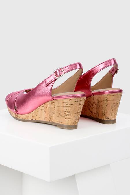 Buy_Oroh_Pink Criss Cross Strap Wedges _Online_at_Aza_Fashions