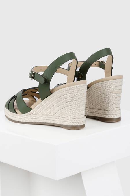 Buy Oroh Green Yute Leather Wedges Online at Aza Fashions Buy_Oroh_Green Yute Leather Wedges _Online_at_Aza_Fashions