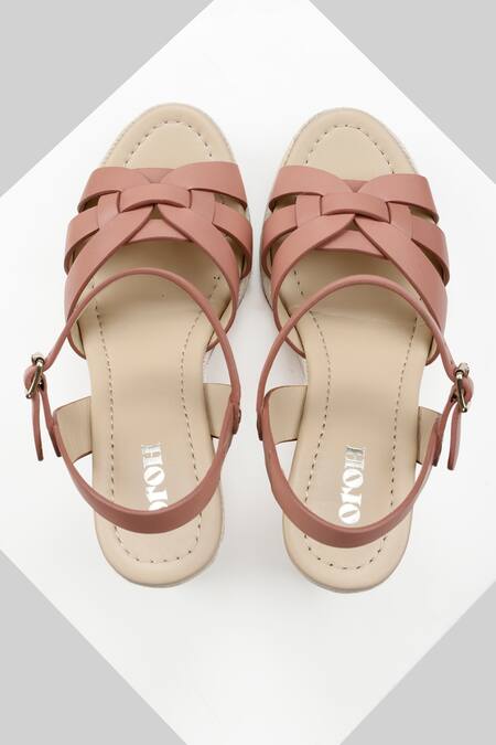 Oroh Pink Yute Criss Cross Strap Wedges Online at Aza Fashions Oroh_Pink Yute Criss Cross Strap Wedges _Online_at_Aza_Fashions