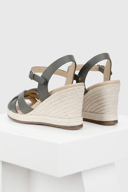 Buy_Oroh_Grey Yute Criss Cross Strappy Wedges _Online_at_Aza_Fashions