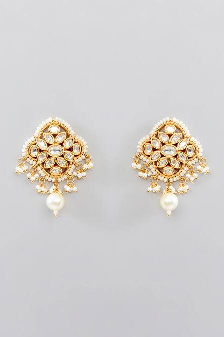 Zevar By Geeta Gold Plated Pearls, Diamonds Kundan And Embellished Choker Necklace Set Online at Aza Fashions Zevar By Geeta_Gold Plated Pearls, Diamonds Kundan And Embellished Choker Necklace Set _Online_at_Aza_Fashions