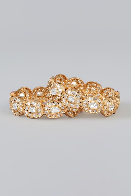 Zevar By Geeta Kundan Embellished Kadas - Set of 2 