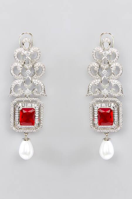 Zevar By Geeta Pink Diamonds, Stones Faux Embellihed Pearl String Choker Necklace Set Online at Aza Fashions Zevar By Geeta_Pink Diamonds, Stones Faux Embellihed Pearl String Choker Necklace Set _Online_at_Aza_Fashions