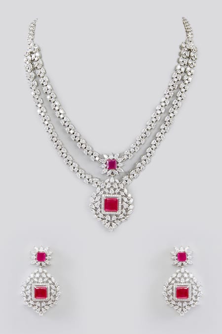 Zevar By Geeta Double Layered Embellished Necklace Set 