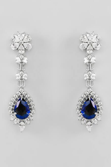 Zevar By Geeta Blue Imitation Diamonds Double Layered Stone Embellished Jewellery Set Online at Aza Fashions Zevar By Geeta_Blue Imitation Diamonds Double Layered Stone Embellished Jewellery Set _Online_at_Aza_Fashions