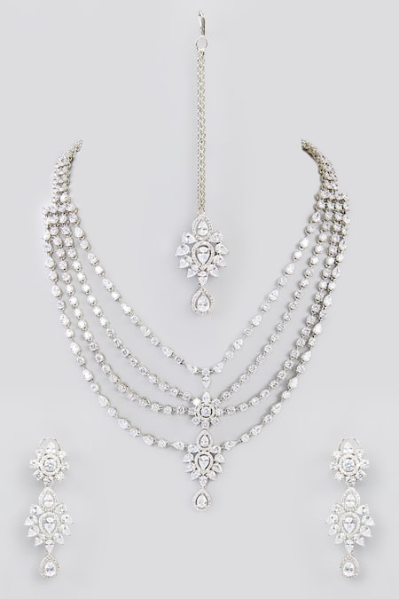 Zevar By Geeta Flower Cutwork Layered Necklace Set 