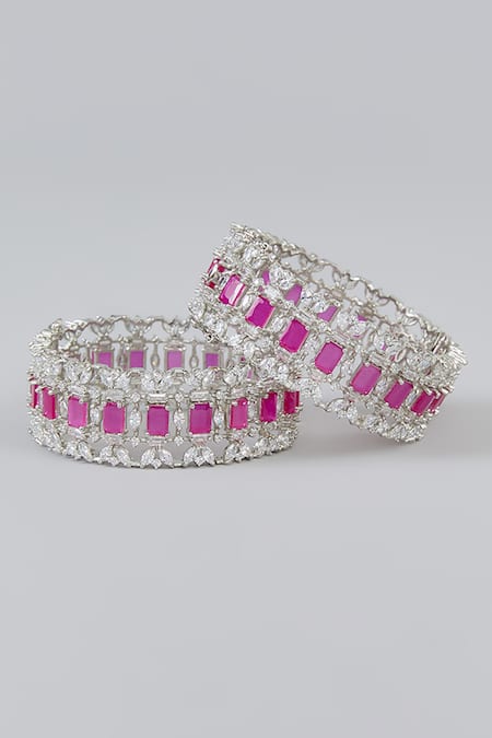 Zevar By Geeta Stone Embellished 2 Pcs Kadas 