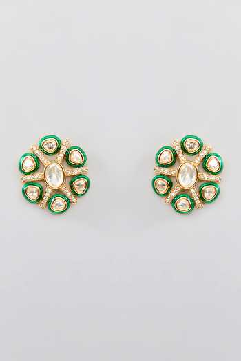 Zevar By Geeta Gold Plated Gota Patti Floret Kundan And Polki Embellished Jewellery Set Online at Aza Fashions Zevar By Geeta_Gold Plated Gota Patti Floret Kundan And Polki Embellished Jewellery Set _Online_at_Aza_Fashions