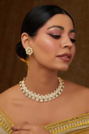 Zevar By Geeta Kundan & Polki Embellished Jewellery Set 