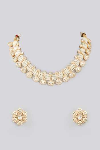 Zevar By Geeta Kundan & Polki Embellished Jewellery Set 
