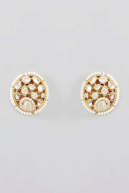 Zevar By Geeta_Gold Plated Stones, Diamonds Elina Tulip Kundan Embellished Jewellery Set_Online_at_Aza_Fashions