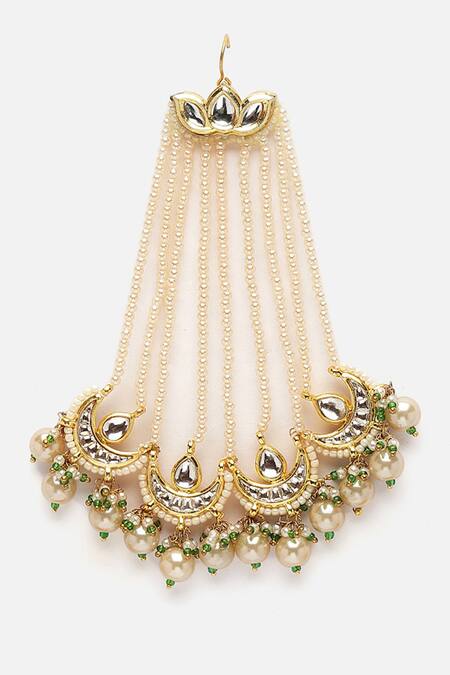 Dugran By Dugristyle_Gold Plated Begum Chaand Embellished Kundan Passa _Online_at_Aza_Fashions