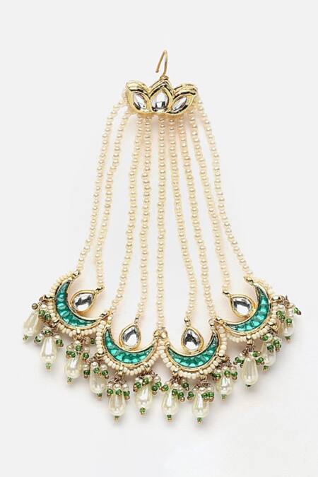 Buy_Dugran By Dugristyle_Gold Plated Begum Kundan Chaand Passa _Online_at_Aza_Fashions