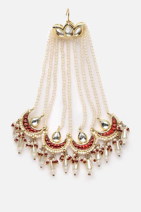 Dugran By Dugristyle_Gold Plated Begum Chaand Embellished Passa _Online_at_Aza_Fashions