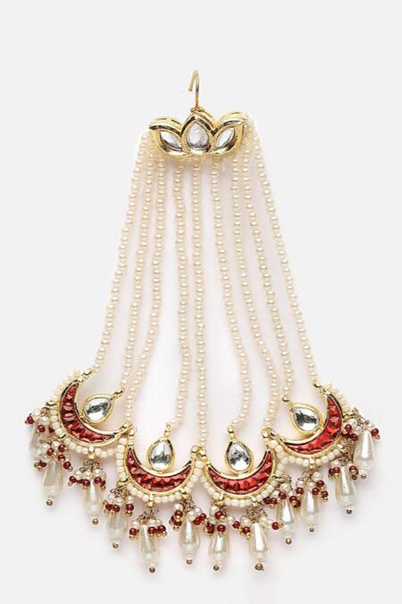 Buy_Dugran By Dugristyle_Gold Plated Begum Chaand Embellished Passa _Online_at_Aza_Fashions