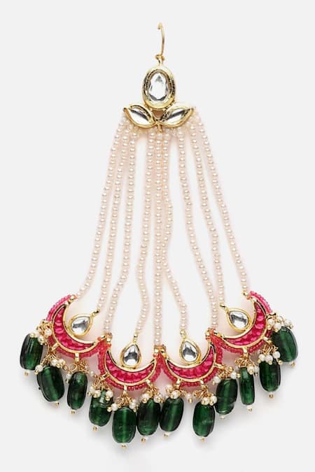 Buy_Dugran By Dugristyle_Gold Plated Begum Chaand Droplet Embellished Passa _Online_at_Aza_Fashions