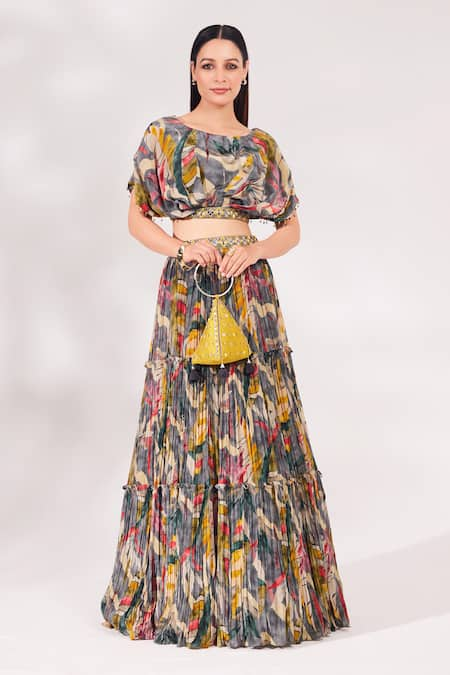 Chaashni by Maansi and Ketan Printed Top & Ruched Skirt Set 