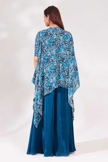 Chaashni By Maansi And Ketan Abstract Floral Print Shrug Palazzo Set 