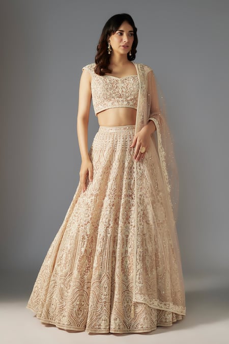 MAISOLOS Floral Sequin Embellished Bridal Lehenga Set 