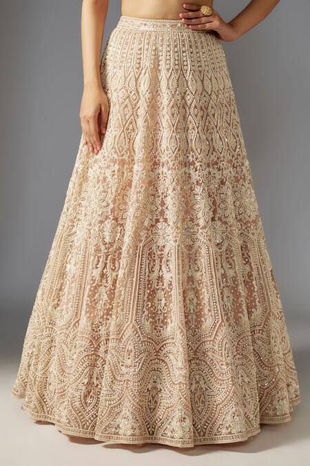 Buy Maisolos Beige Net Sequins, Beads Sweetheart Neck Floral Embellished Bridal Lehenga Set Online at Aza Fashions Buy_Maisolos_Beige Net Sequins, Beads Sweetheart Neck Floral Embellished Bridal Lehenga Set_Online_at_Aza_Fashions