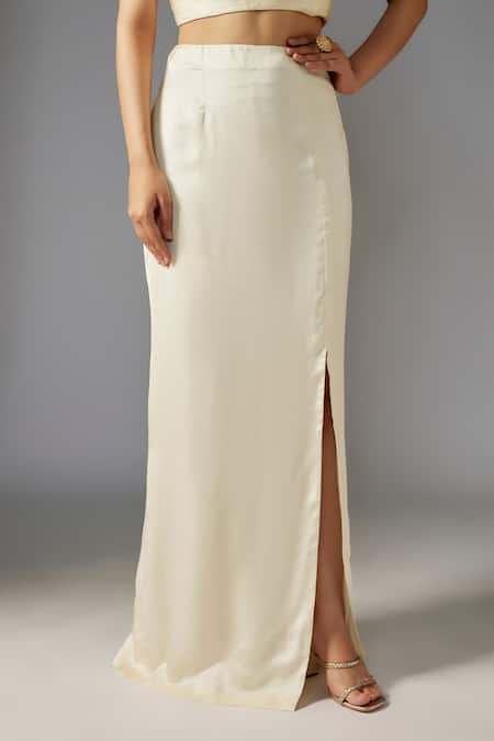 Buy Maisolos Ivory Modal, Satin Sequins, Beads Sweetheart Embellished Cape Slit Skirt Set Online at Aza Fashions Buy_Maisolos_Ivory Modal, Satin Sequins, Beads Sweetheart Embellished Cape Slit Skirt Set_Online_at_Aza_Fashions