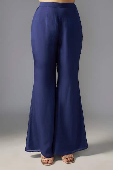 Buy Maisolos Blue Chiffon Sequins, Beads V-neck Floral Vine Embellished Jacket With Sharara Online at Aza Fashions Buy_Maisolos_Blue Chiffon Sequins, Beads V-neck Floral Vine Embellished Jacket With Sharara _Online_at_Aza_Fashions