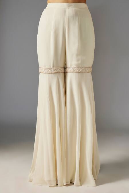 Buy Maisolos Ivory Georgette Sequins, Beads Square Geometric Embellished Kurta Sharara Set Online at Aza Fashions Buy_Maisolos_Ivory Georgette Sequins, Beads Square Geometric Embellished Kurta Sharara Set_Online_at_Aza_Fashions