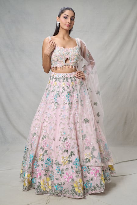 Samyukta Singhania Floral Cutwork Embroidered Lehenga Set 