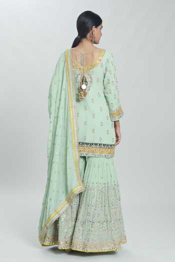 Samyukta Singhania Floral Zardozi Embroidered Kurta Sharara Set