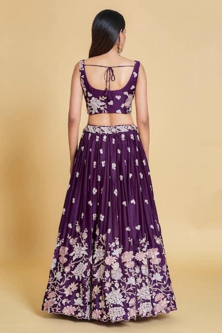 Samyukta Singhania Floral Embroidered Pleated Lehenga Set 