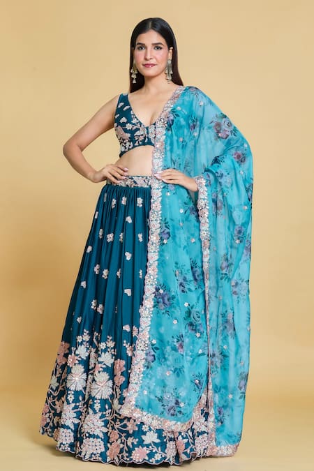 Samyukta Singhania Zari Embroidered Pleated Lehenga Set 