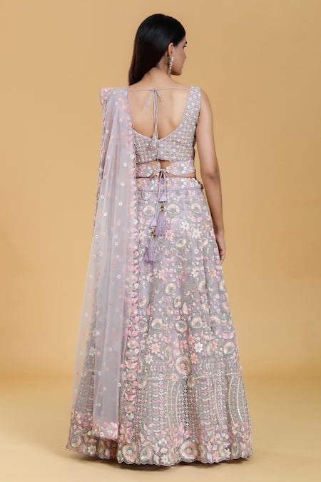 Samyukta Singhania Sequin Floral Embroidered Lehenga Set 