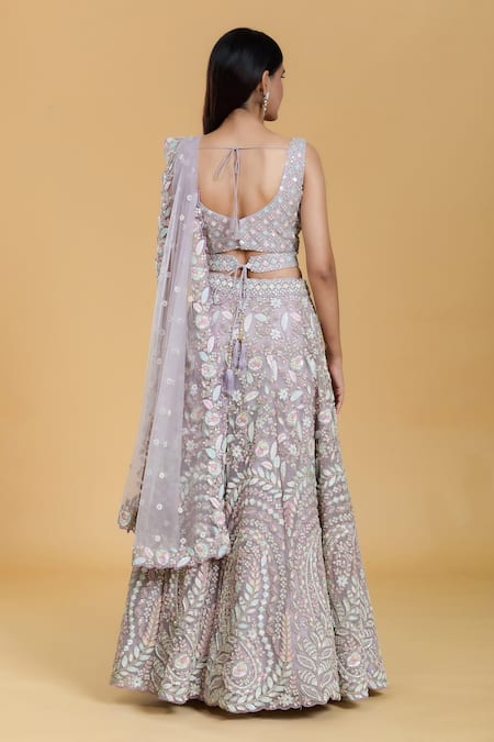 Samyukta Singhania Sequin Flower Bloom Embroidered Lehenga Set 